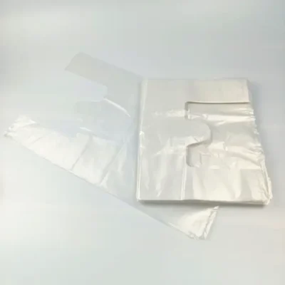 Túi bóng trắng 10kg có quai xách, bao bì túi nhựa trắng trong/ trắng mờ