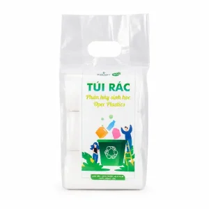 Túi tự huỷ sinh học Opecs đựng rác màu trắng size 55x65 cho thùng 20L, 3 cuộnkg