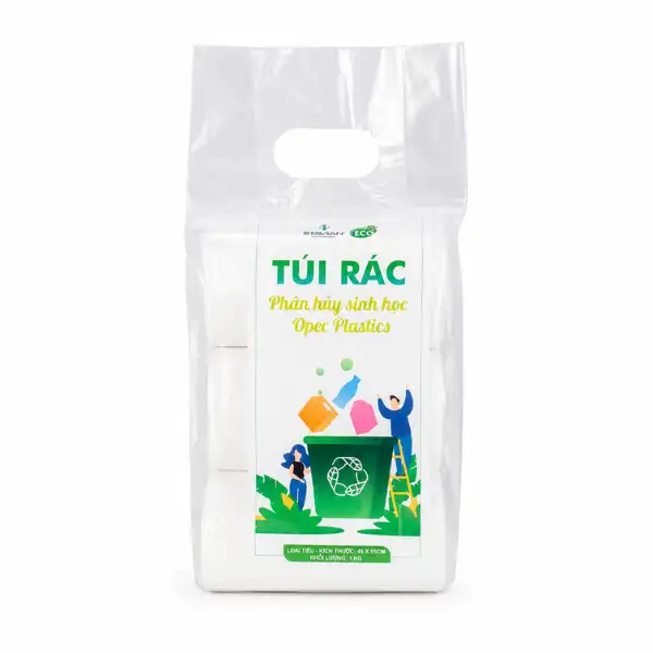 Túi tự huỷ sinh học Opecs đựng rác màu trắng size 55x65 cho thùng 20L, 3 cuộnkg Túi tự huỷ sinh học Opecs đựng rác màu trắng size 55x65 cho thùng 20L, 3 cuộnkg