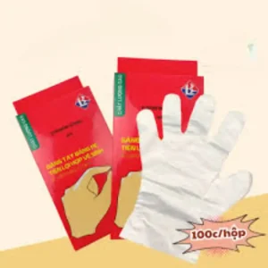 Găng tay nilon dùng 1 lần hộp 100 chiếc dễ sử dụng