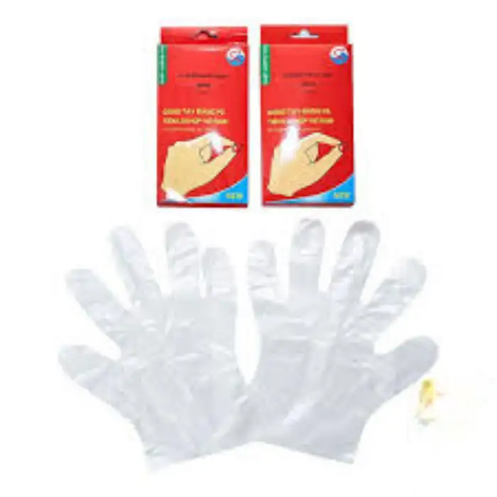 Găng tay nilon dùng 1 lần hộp 100 chiếc Găng tay nilon dùng 1 lần hộp 100 chiếc
