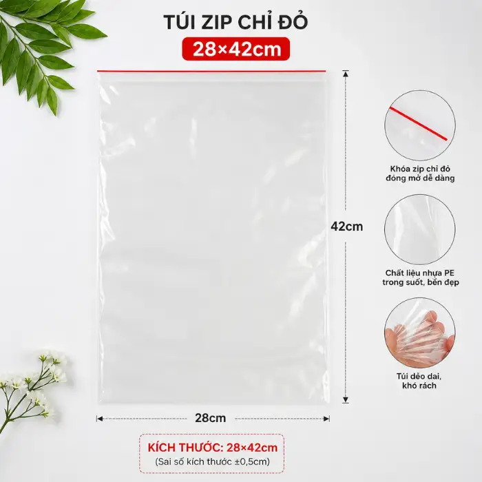 Túi zip chỉ đỏ số 11