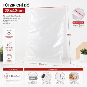 Túi zip chỉ đỏ số 11 đa dụng